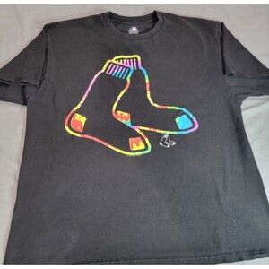 MLB Boston Red Sox Pride Rainbow T-Shirt Black Adult XL